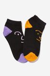 2 Pk Of Ankle Socks, FACE BLOCK (S/M) - alternate image 1