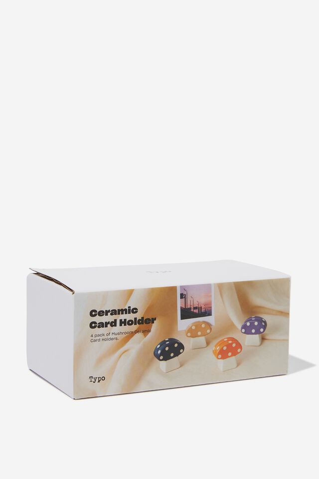 Ceramic Card Holder 4 Pack, MUSHROOMS