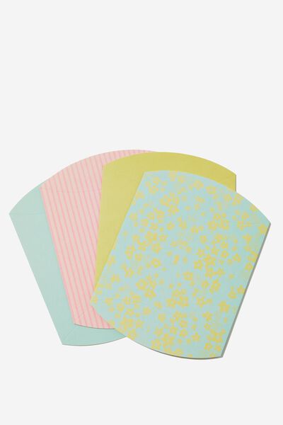 Pouch Gift Box 4 Pack, DITSY ARCTIC BLUE/BUTTER/PINK STRIPE