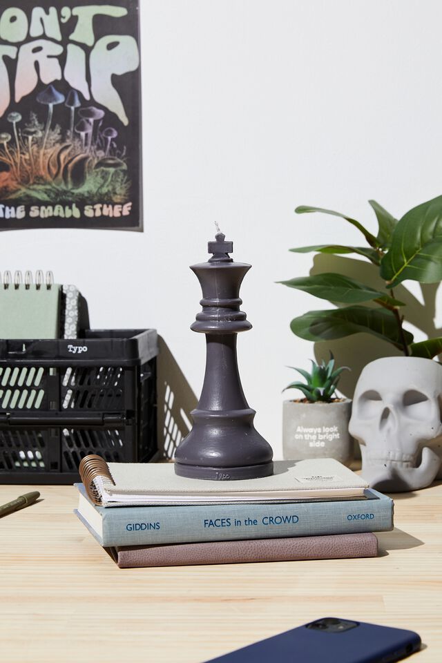 Shaped Chess Piece Candle, COOL GREY KING