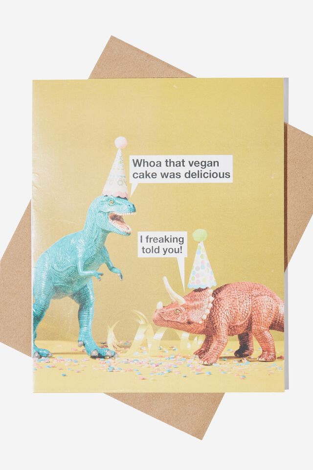 Funny Birthday Card, VEGAN CAKE DINOSAURS