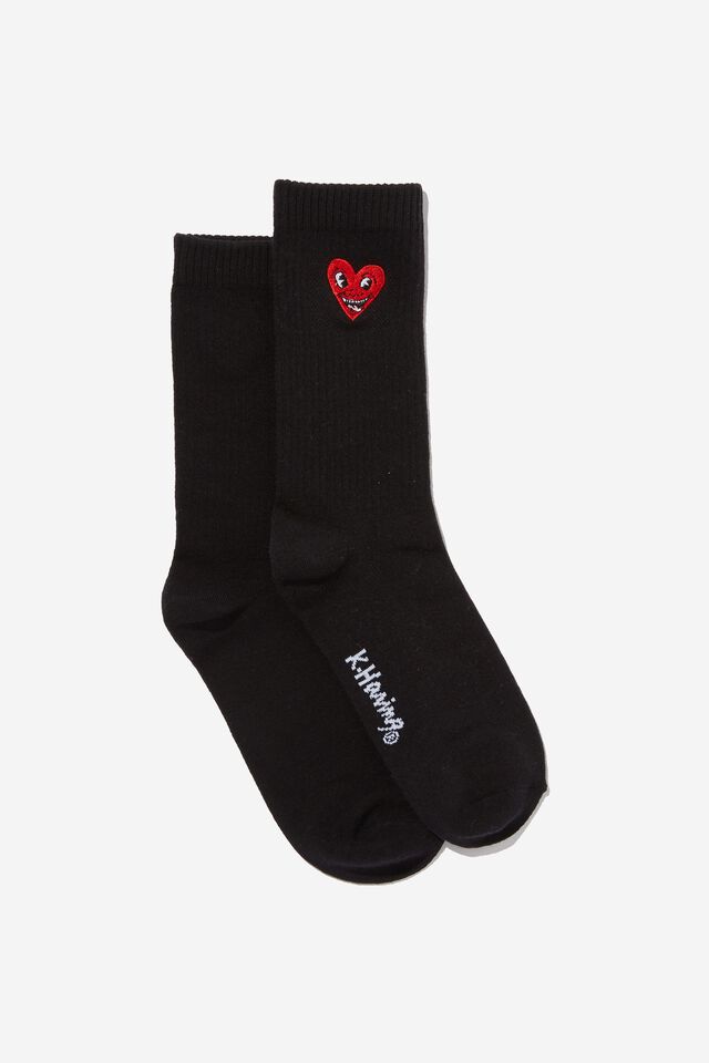 Socks, LCN KEI HARING HEART BLACK