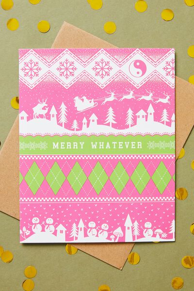 Christmas Card 2022, MERRY WHATEVER PINK FAIRILSE