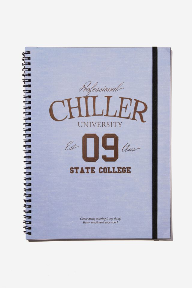 A4 Spinout Notebook Recycled, BLUE/BROWN CHILLER UNIVERSITY
