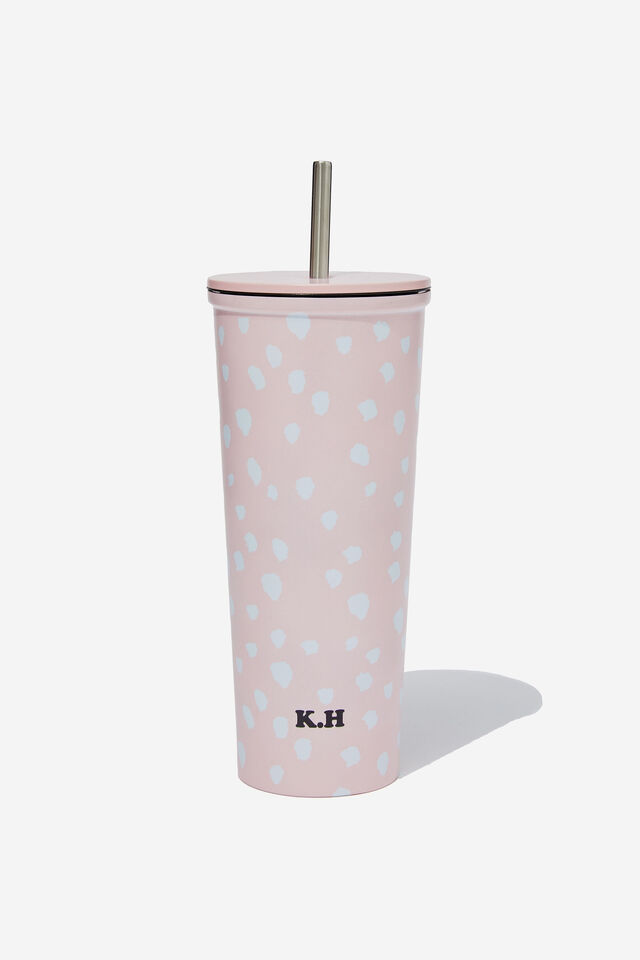 Personalised Metal Smoothie Cup, BALLET BLUSH SPOTS