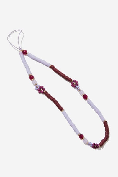 Carried Away Phone Charm Strap, FLORAL / MERLOT