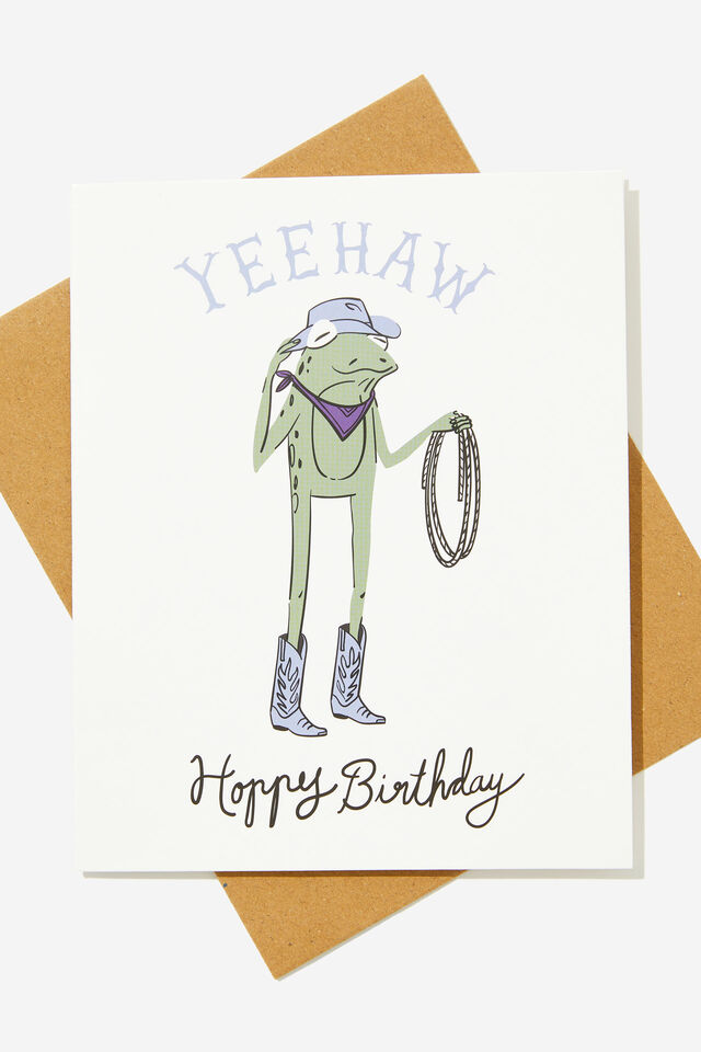 Funny Birthday Card, YEEHAW FROG HAPPY BIRTHDAY