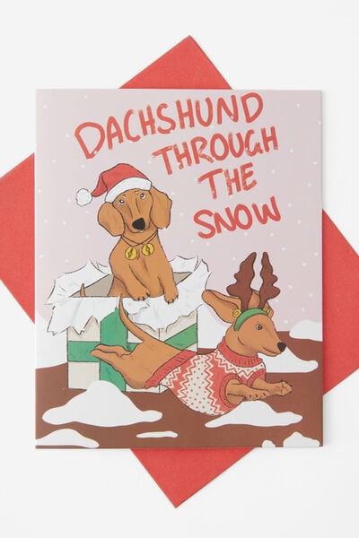 Christmas Card 2024, DACHSHUND THROUGH THE SNOW