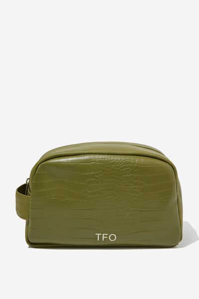 Personalised Off The Grid Wash Bag, OLIVE TEXTURED