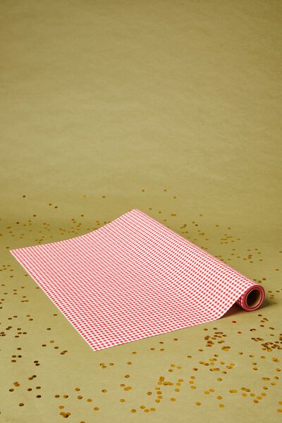 30M Wrapping Paper Roll, RED GINGHAM