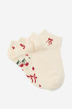2 Pk Of Ankle Socks, CHERRIES AND BOWS (S/M) - alternate image 1