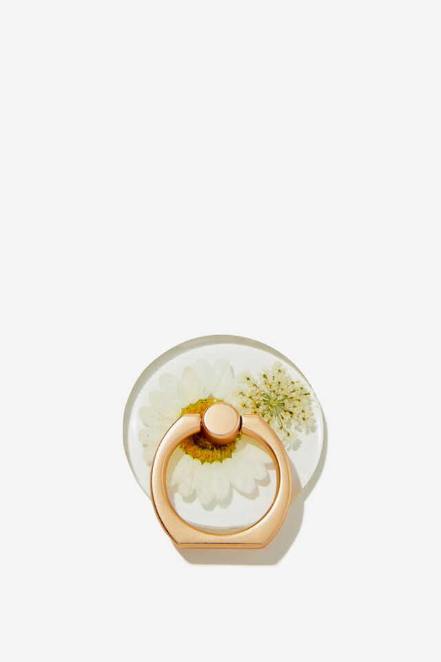Trapped Flower Phone Ring, TRAPPED DAISY / ECRU