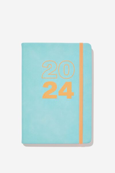 2024 A5 Weekly Buffalo Planner, MINTY SKIES APRICOT