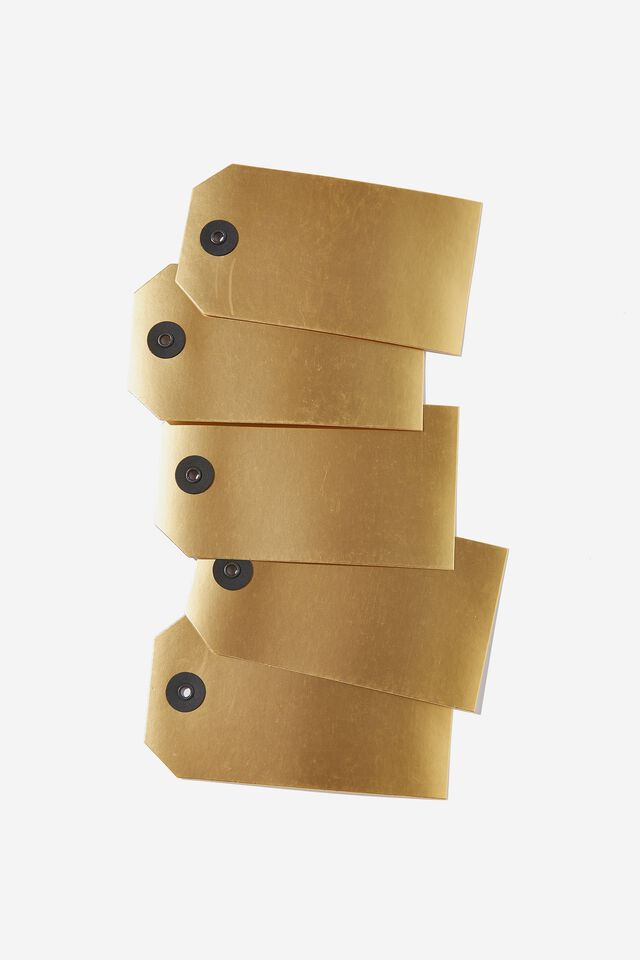 Gift Tag 5 Pack, GOLD