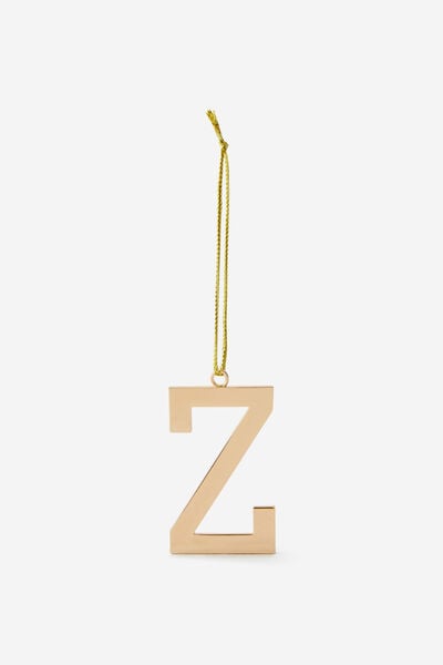 Metal Alphabet Christmas Ornament, GOLD Z