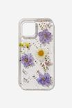 Protective Phone Case Iphone 12, 12 Pro, PURPLE & DAISY PRESSED FLOWER