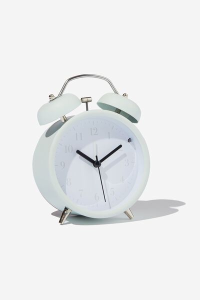 Alarm Bells Retro Clock, Matte Spring Mint
