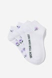 2 Pk Of Ankle Socks, GROW YOUR OWN WAY WHITE (S/M) - alternate image 1