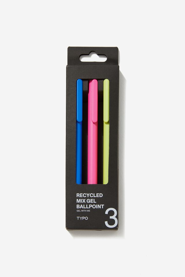 Gel Ballpoint 3Pk Recycled Mix, BRIGHTS