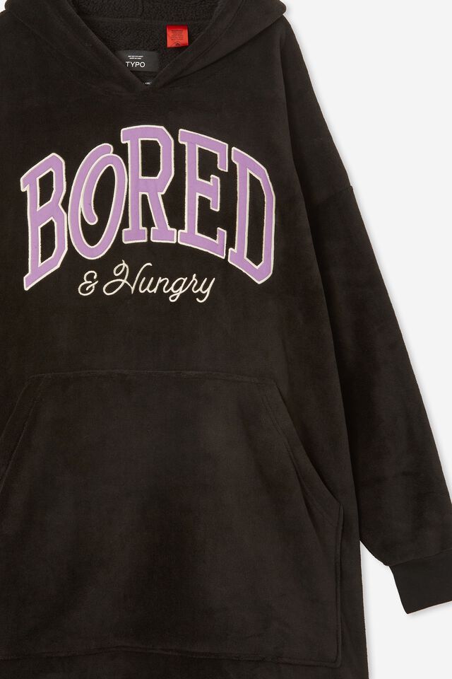 Slounge Around Oversized Hoodie, BORED AND HUNGRY BLACK