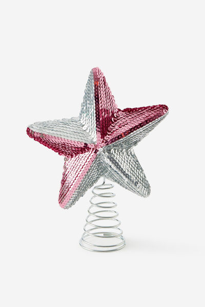Christmas Tree Topper, SEQUIN STAR/METALLIC SILVER