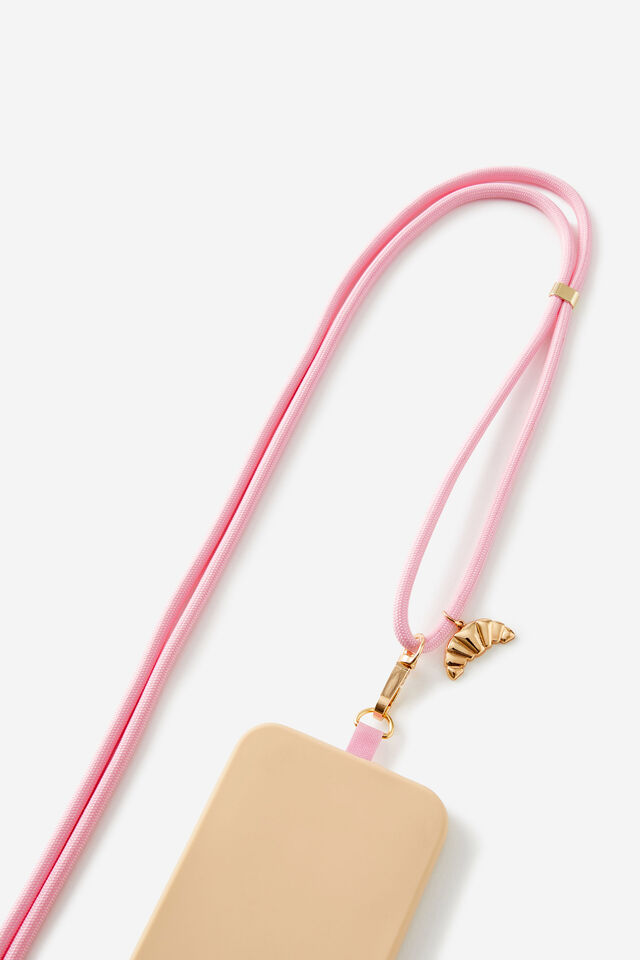 Cross Body Lanyard  With Card, CROISSANT/ BALLET BLUSH