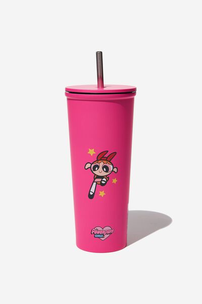 Collab Metal Smoothie Cup, LCN WB POWERPUFF PINK BLOSSOM