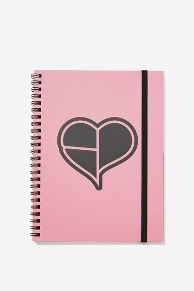 A5 Spinout Notebook, LCN BRA BLACK PINK HEART