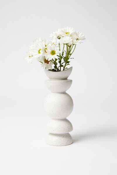 Mystic Minded Vase, WHITE SPECKLE MOON PHASES