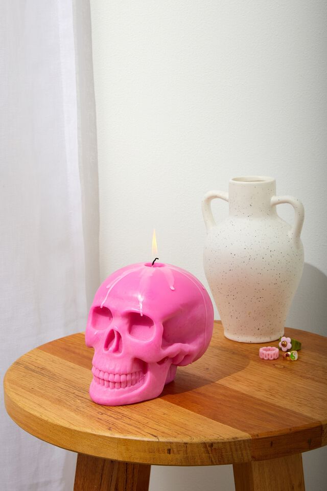 Shaped Skull Candle, PINK GUAVA!