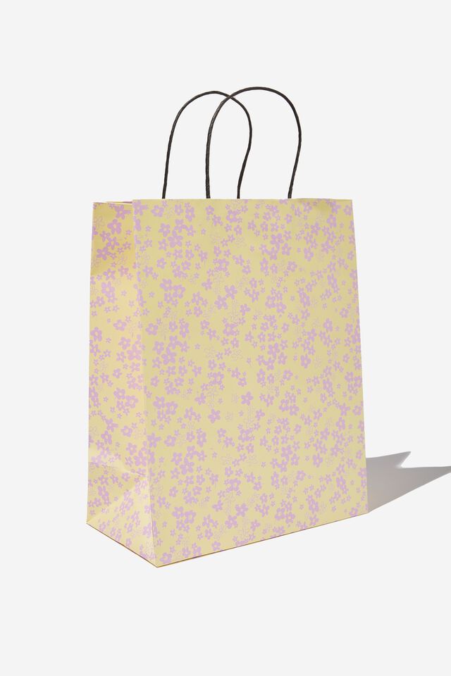 Get Stuffed Gift Bag - Medium, YELLOW/LILAC MESSY DITSY