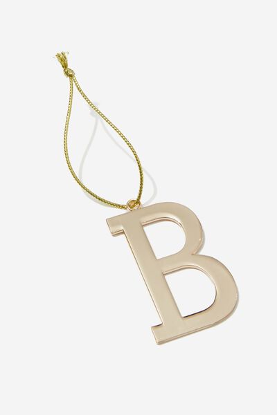 Metal Alphabet Christmas Ornament, GOLD B