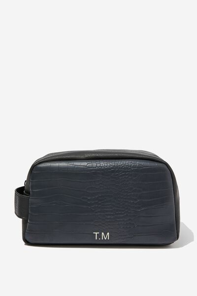 Personalised Off The Grid Wash Bag, BLACK TEXTURED