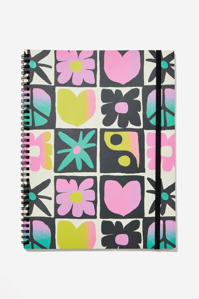 A4 Spinout Notebook, CHECKERED VIBES LARGE