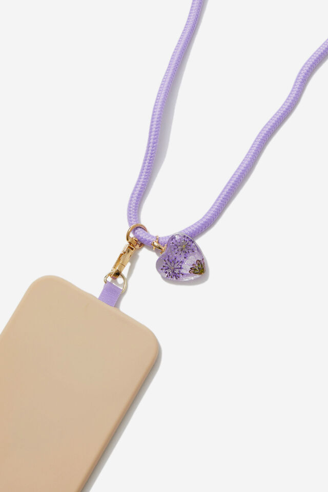 Cross Body Lanyard  With Card, TRAPPED DAISY / SOFT LILAC