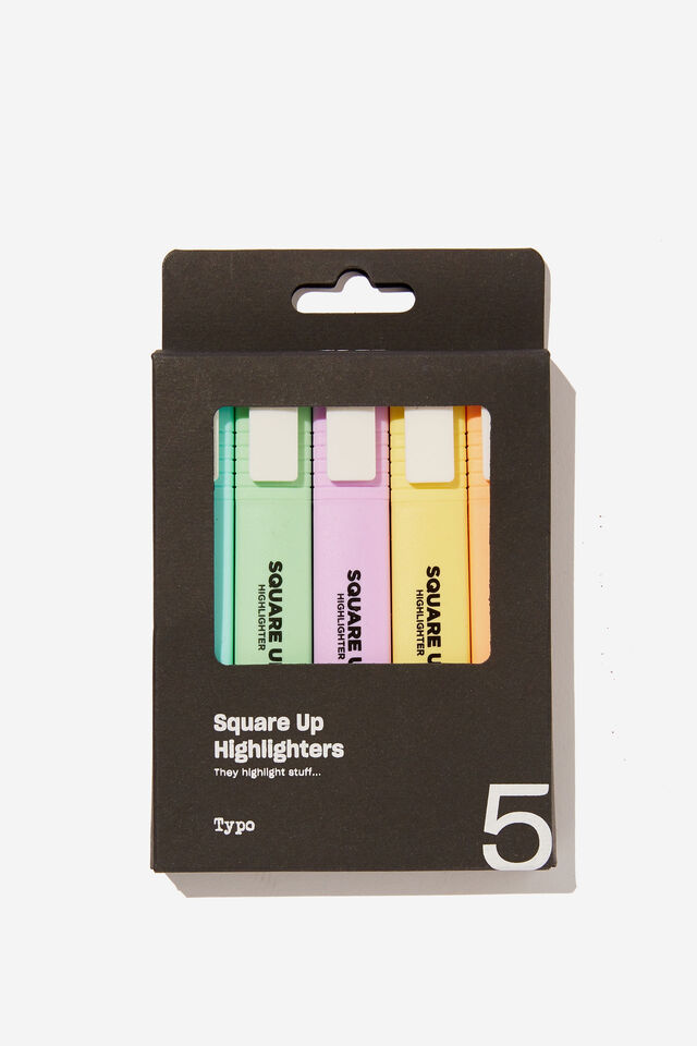 The Square Up Highlighter 5Pk, PASTELS