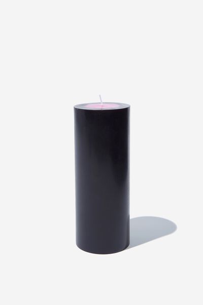 Stand Out Pillar Candle, BLACK & PINK