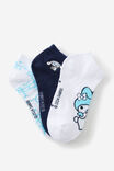 Collab Novelty Ankle Socks 3 Pk, LCN SAN HELLO KITTY MILK CARTON BLUE - alternate image 1