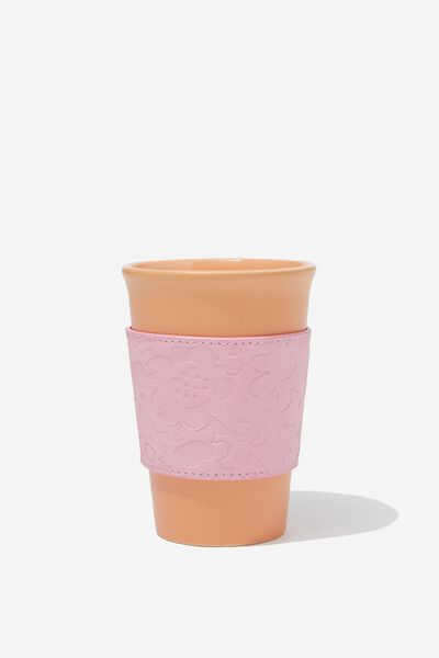 Get A Grip Tumbler And Sleeve, APRICOT FLORAL PRINT