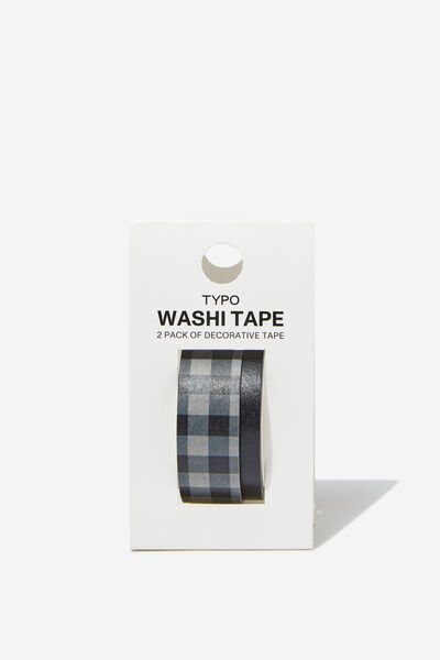 Washi Tape 2Pk, MUSHROOM CHECK / BLACK