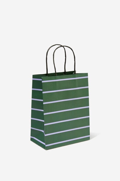 Get Stuffed Gift Bag - Small, VARSITY STRIPE HERITAGE GREEN / SOFT LILAC