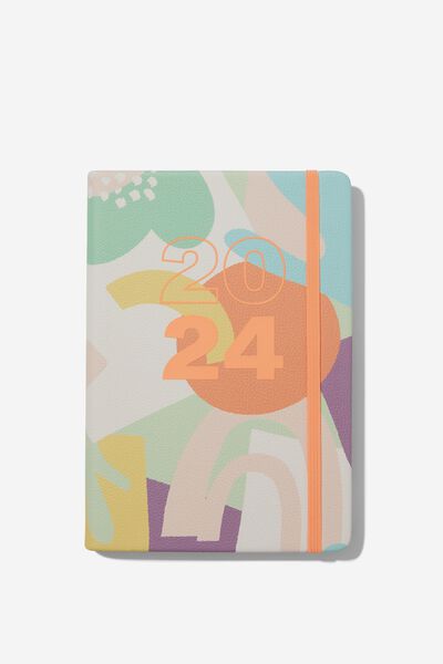 2024 A5 Weekly Buffalo Planner, ABSTRACT FLORAL APRICOT CRUSH