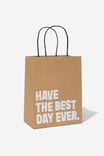 Get Stuffed Gift Bag - Small, HAVE THE BEST DAY EVER KRAFT/WHITE - alternate image 1