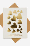 Premium Wedding Card, HEARTS LIFETIME OF LOVE GOLD FOIL - alternate image 1