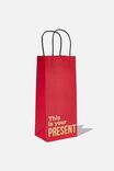 Bottle Gift Bag, THIS IS YOUR PRESENT RED GOLD - alternate image 1