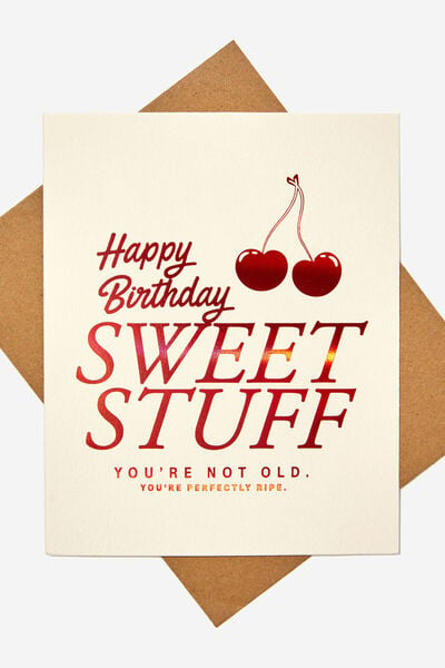 Premium Nice Birthday Card, HAPPY BIRTHDAY SWEET STUFF CHERRIES