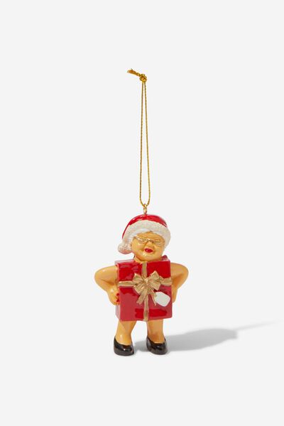 Resin Christmas Ornament, PRESENT MRS CLAUSE