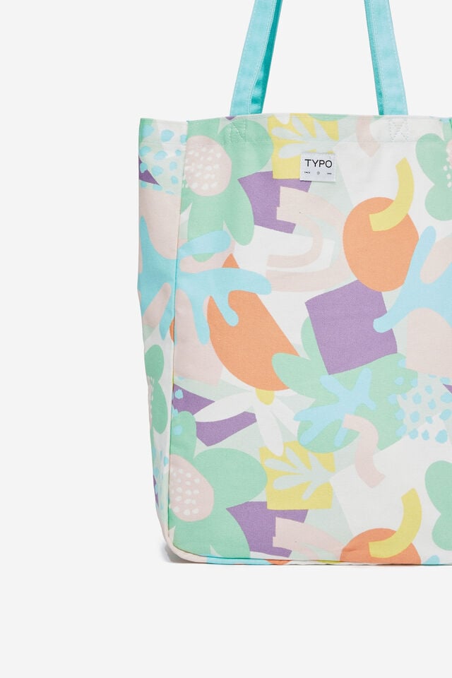 Art Tote Bag, ABSTRACT FLORAL / SOFT POP