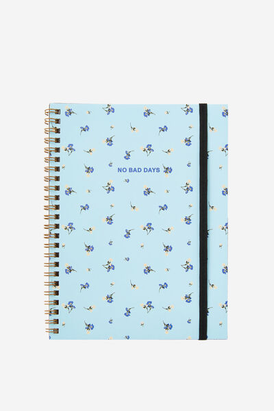 A5 Spinout Notebook, NO BAD DAYS BLUE DITSY FLORAL