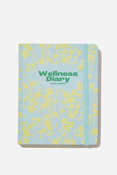 2023 Small Weekly Wellness Diary, MESSY DITSY BLUE YELLOW